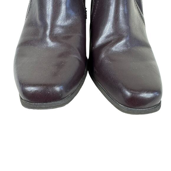 Nickels Park Brown Faux Leather Heeled Slip On Square Toe Booties Women's Size 9 - Picture 3 of 10
